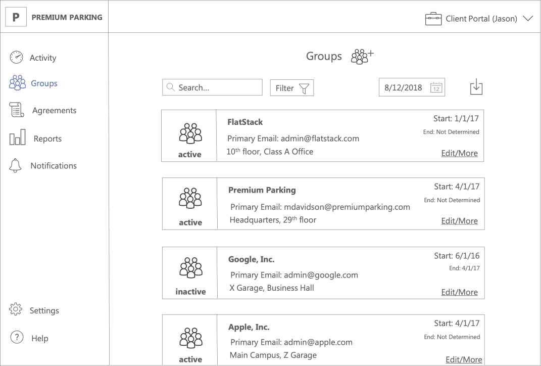 Premium Account Manager Wireframes
