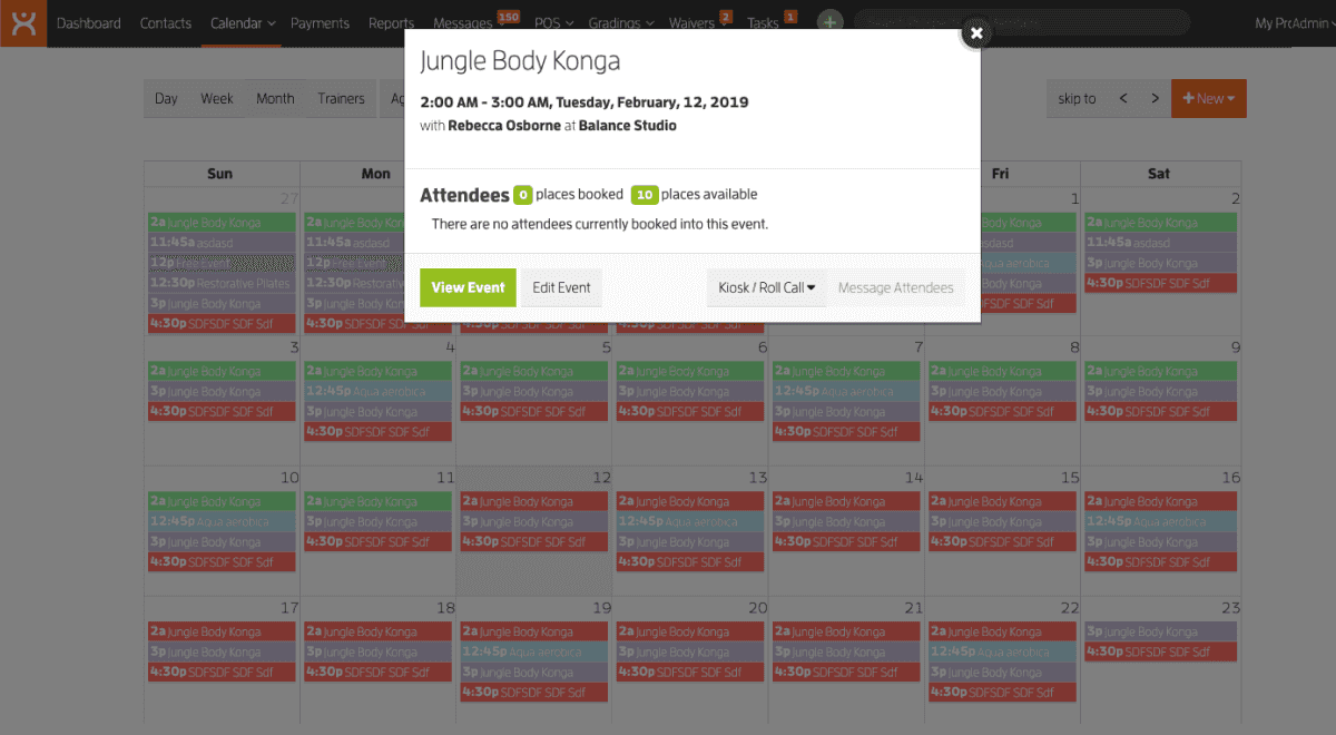 Clubworx — Calendar